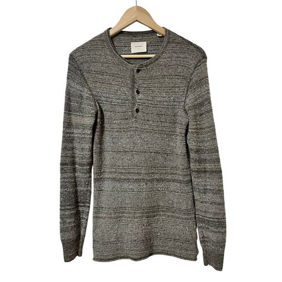 Billy Reid Men’s Textured Wool Blend Henley Sweater Size S Gray Made in Italy - Picture 1 of 12